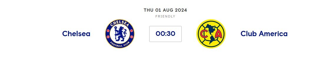 Chelsea v Club America (Friendly) Thur 1st Aug 2024 00:30 GMT